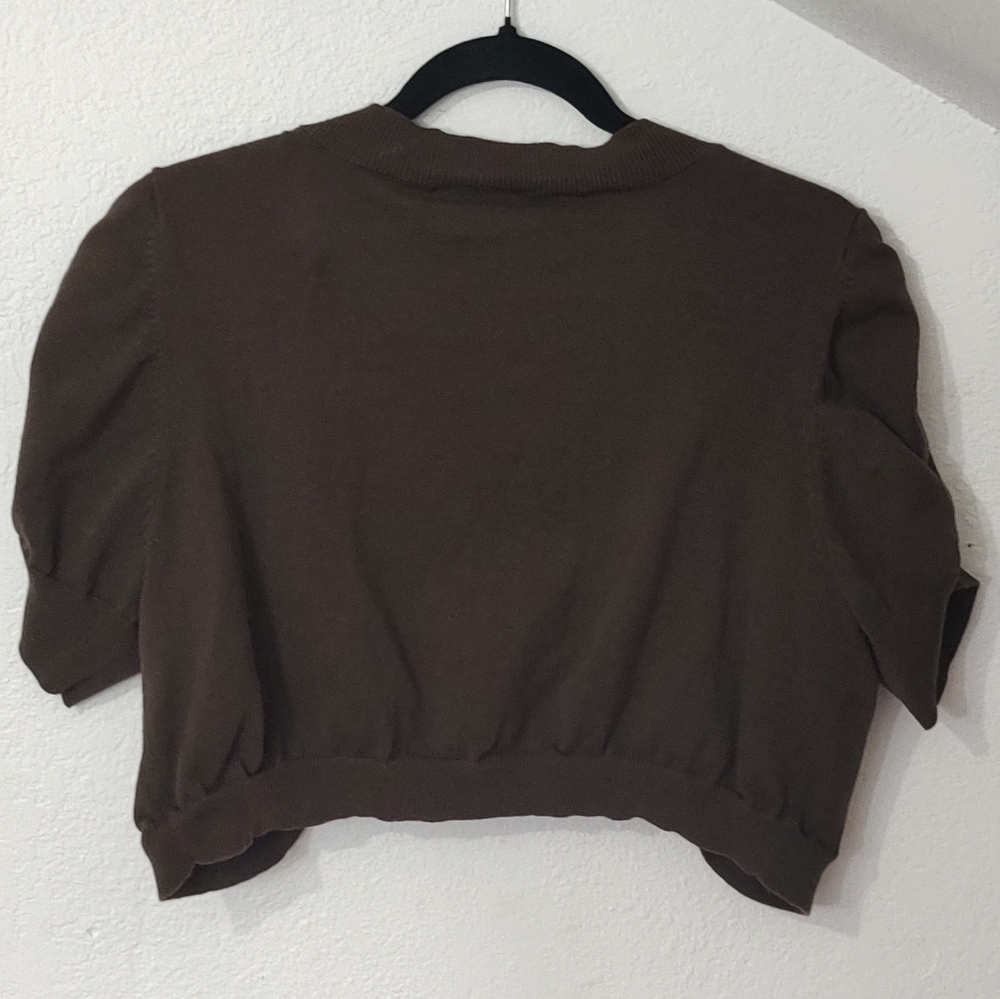 Lane Bryant Brown Open Short Sleeve Shrug Size 14/16 - Picture 2 of 11